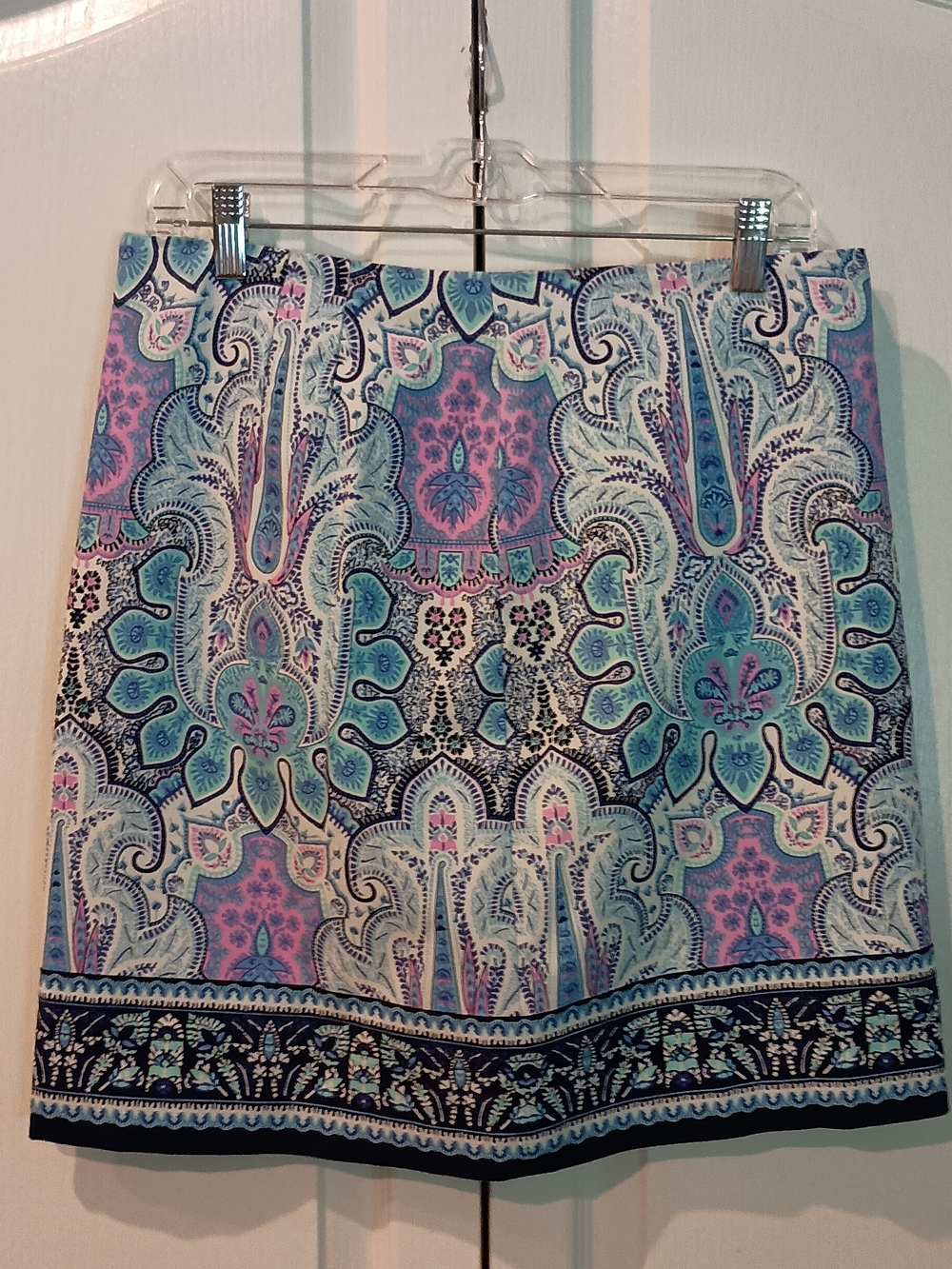 Talbots Paisley Mini Skirt in Blue and Pink